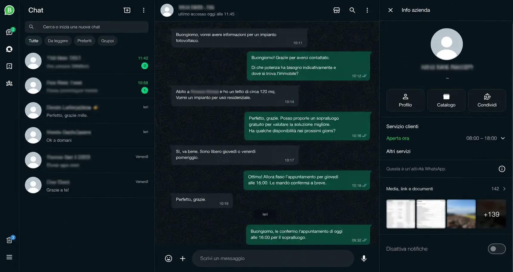 Conversazioni WhatsApp SOLARBACK: risposta rapida e accompagnamento